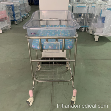 Lit bébé transparent en acier inoxydable pour hôpital